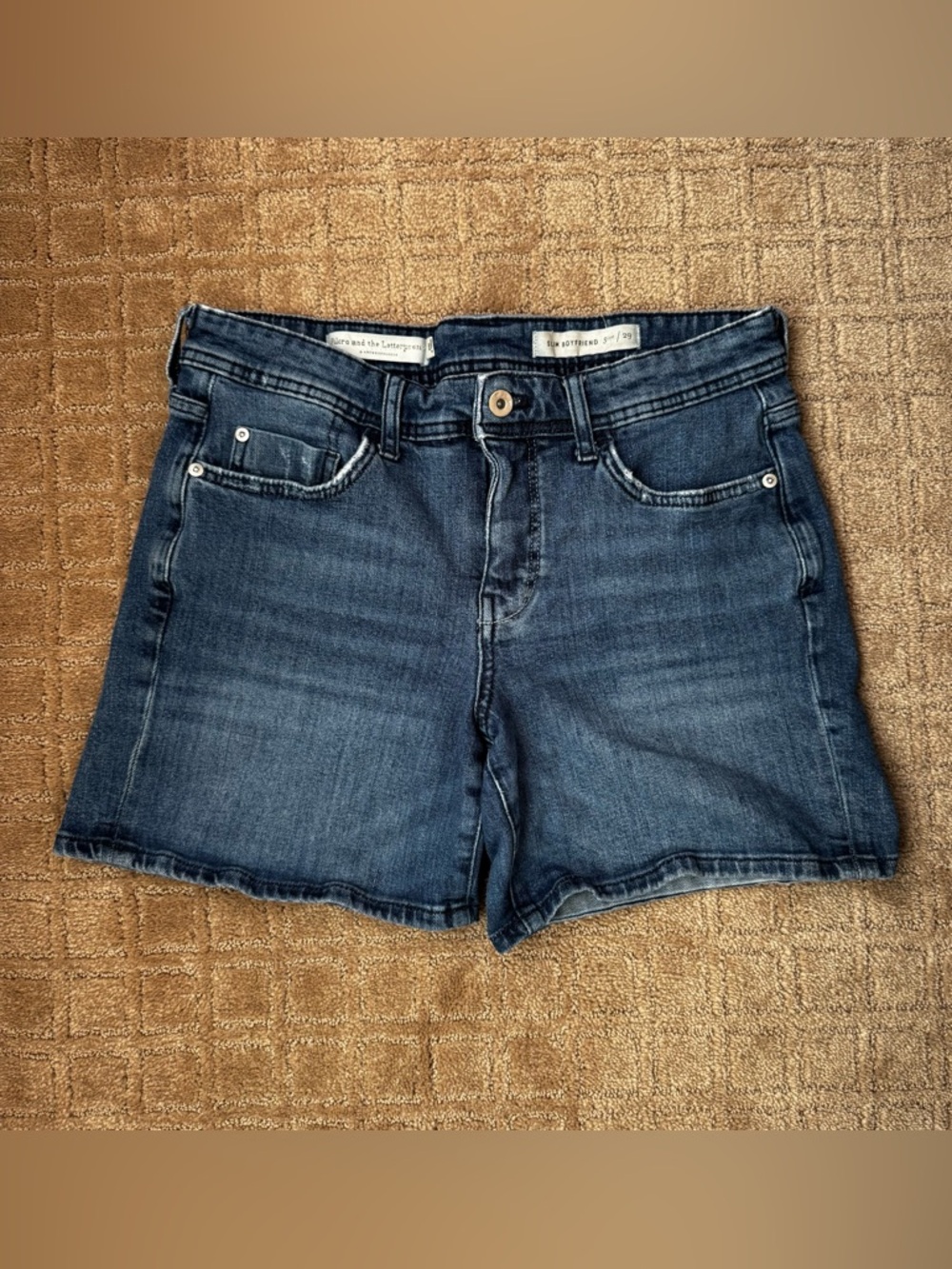 Anthropologie Dark Blue Denim Boyfriend-Style Jean Shorts